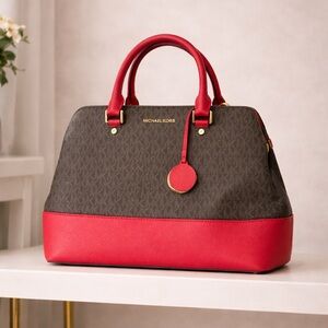 Michael Kors Red and Brown Satchel